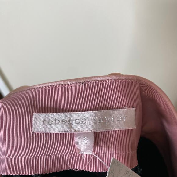 Y2K REBECCA TAYLOR Black Pink Trim Cotton Silk Pleated Trousers Size 6 - Picture 4 of 8